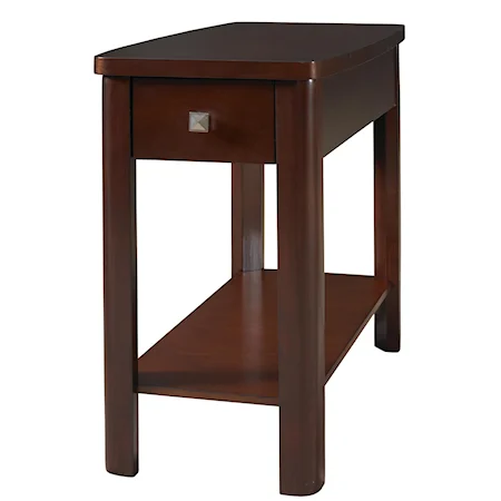 1 Drawer Merlot Rectangular Chairside Table with Lower Shelf